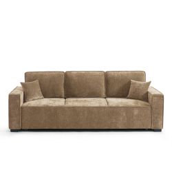 Canapé droit convertible GAVI 3 places tissu marron