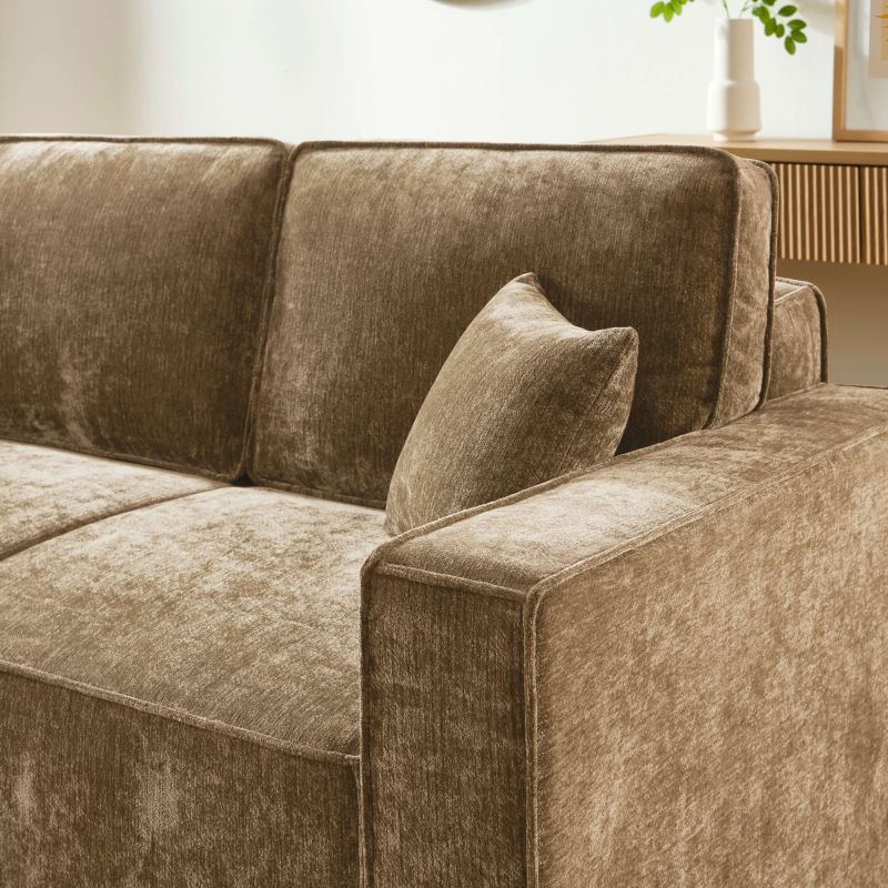 Canapé droit convertible GAVI 3 places tissu marron