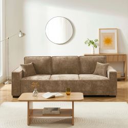Canapé droit convertible GAVI 3 places tissu marron
