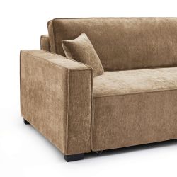 Canapé d'angle convertible et réversible GAVI 4 places tissu marron