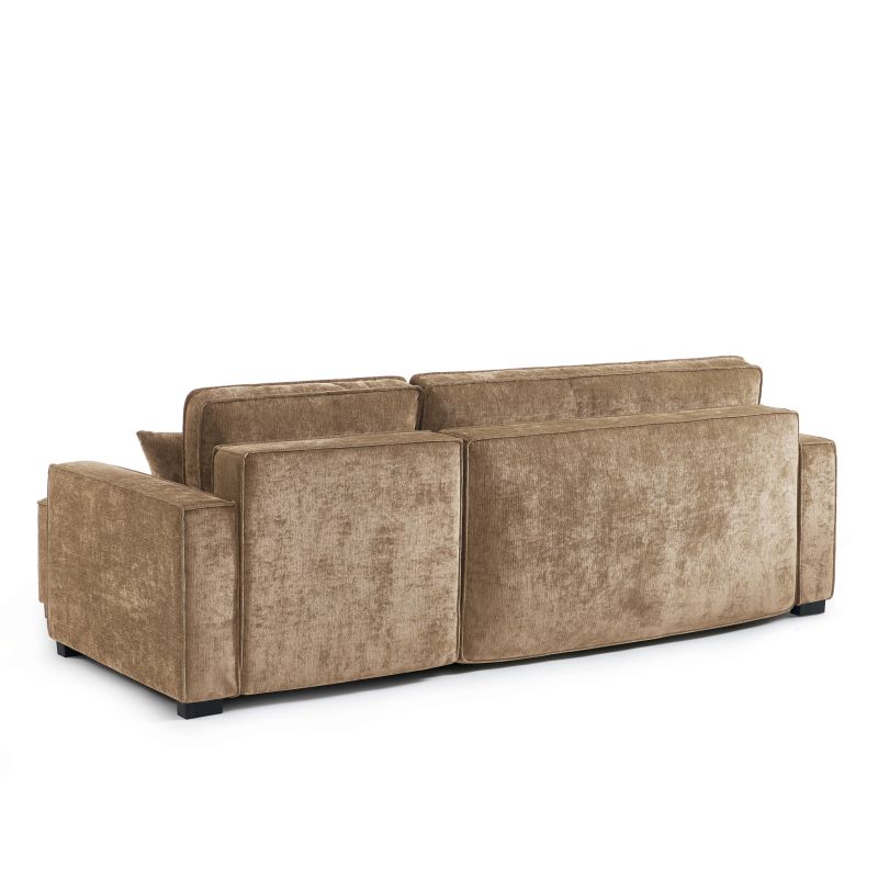 Canapé d'angle convertible et réversible GAVI 4 places tissu marron