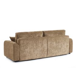 Canapé droit convertible LIVIO 3 places tissu marron