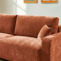 Canapé droit convertible LIVIO 3 places tissu terracotta