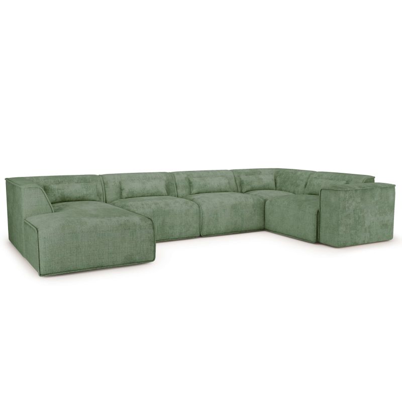 Canapé panoramique fixe NUNA 7 places chaise gauche tissu vert