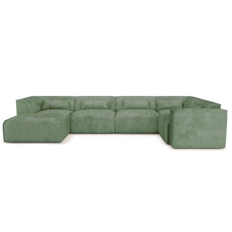 Canapé panoramique fixe NUNA 7 places chaise gauche tissu vert