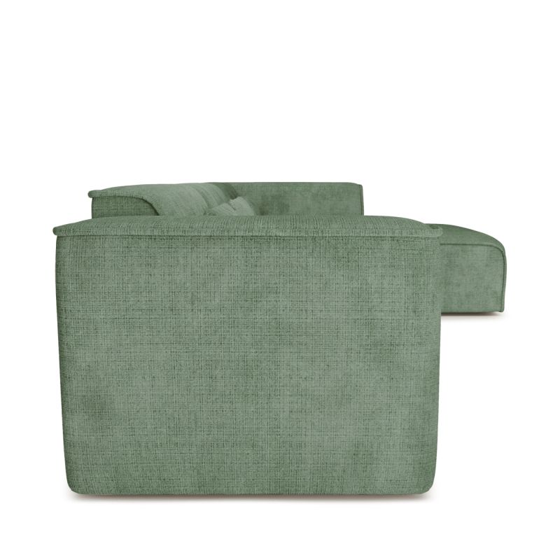 Canapé d'angle droit fixe NUNA 5/6 places tissu vert