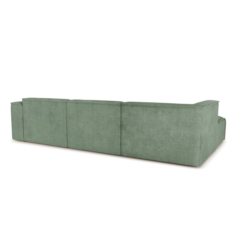 Canapé d'angle gauche fixe NUNA 5/6 places tissu vert