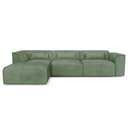 Canapé d'angle gauche fixe NUNA 5/6 places tissu vert