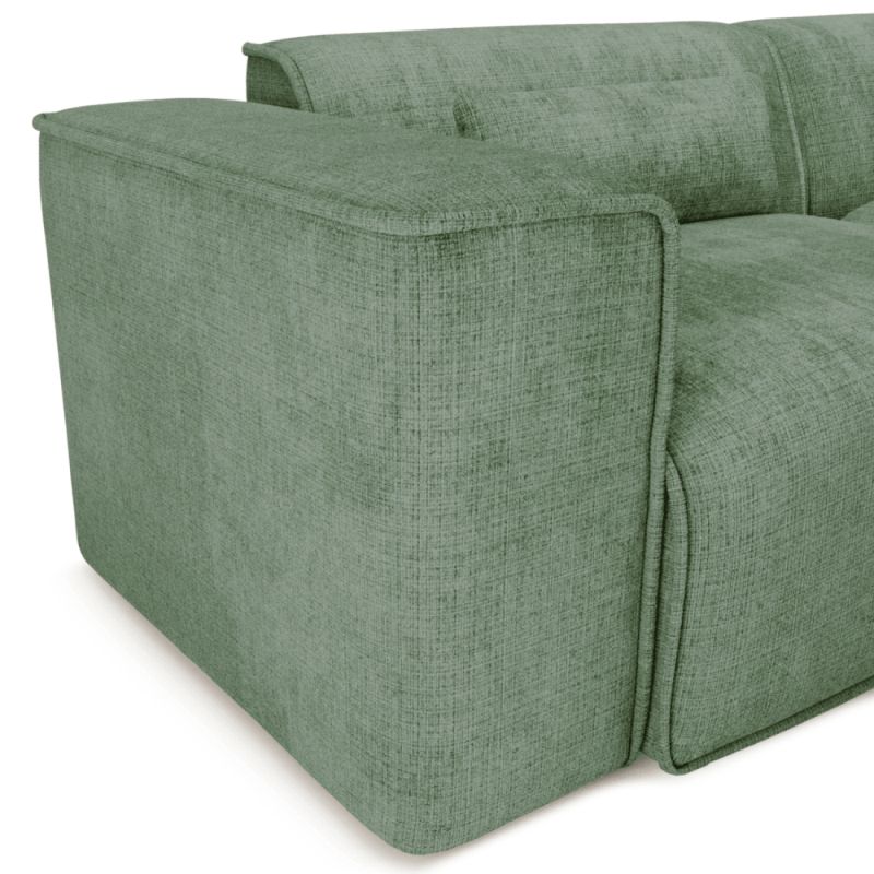 Canapé d'angle droit fixe NUNA 4 places tissu vert