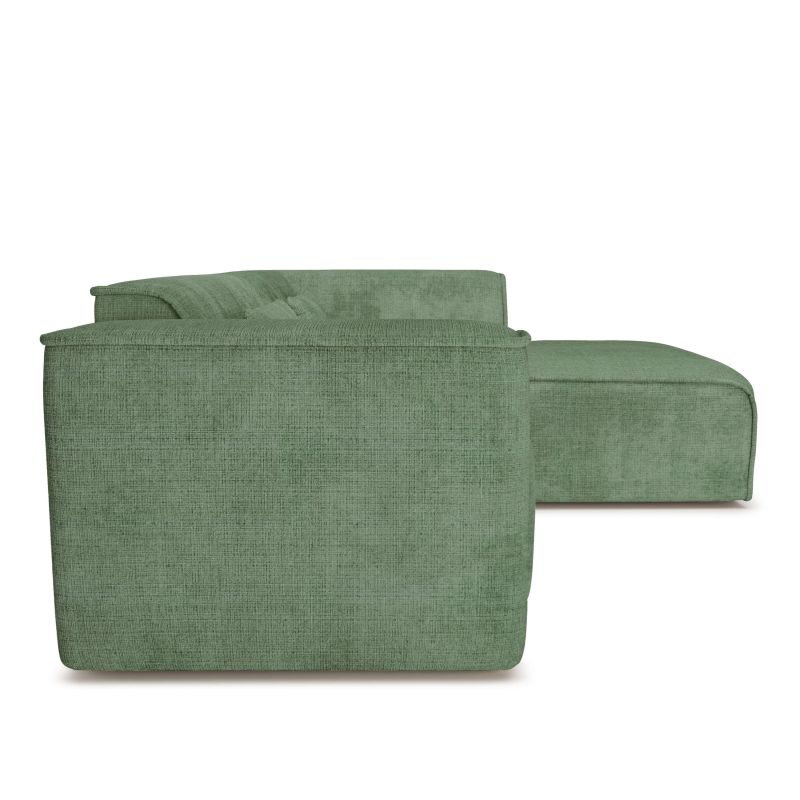Canapé d'angle droit fixe NUNA 4 places tissu vert