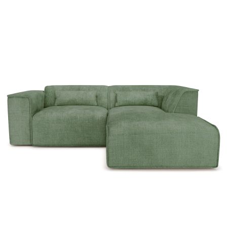 Canapé d'angle droit fixe NUNA 4 places tissu vert