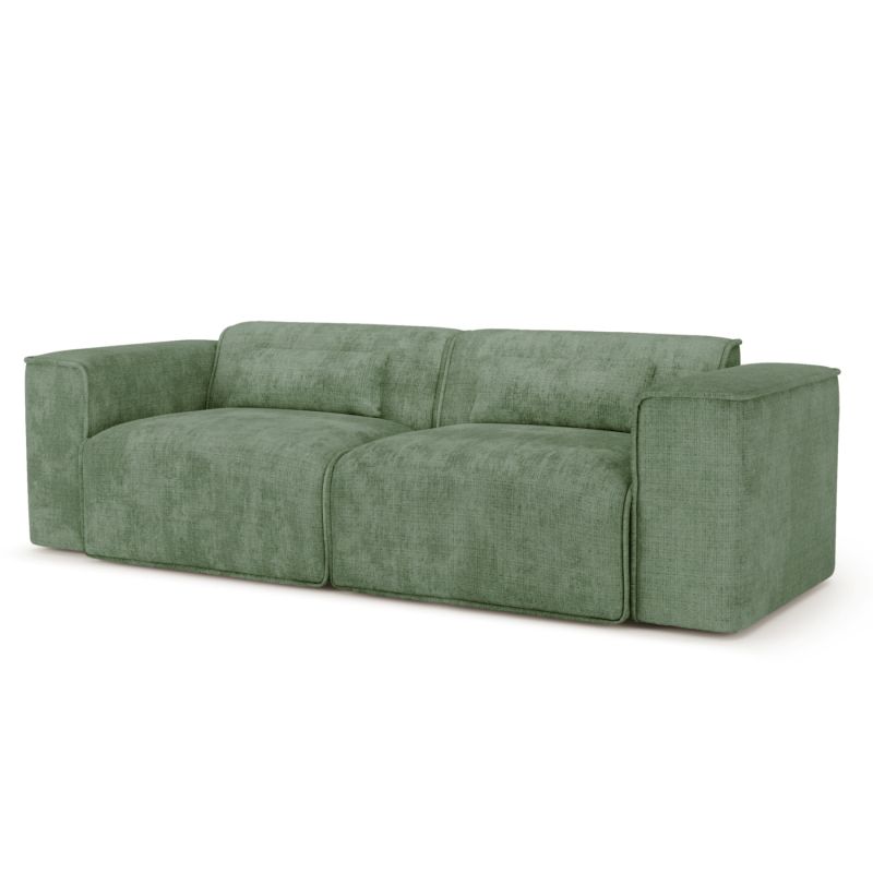 Canapé droit fixe NUNA 3 places tissu vert