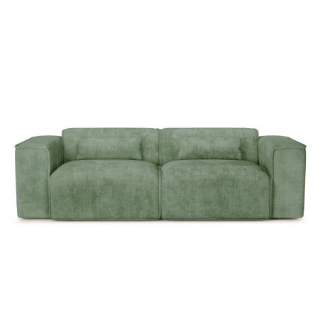 Canapé droit fixe NUNA 3 places tissu vert