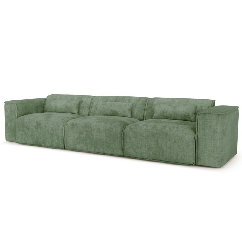 Canapé droit fixe NUNA 4/5 places tissu vert