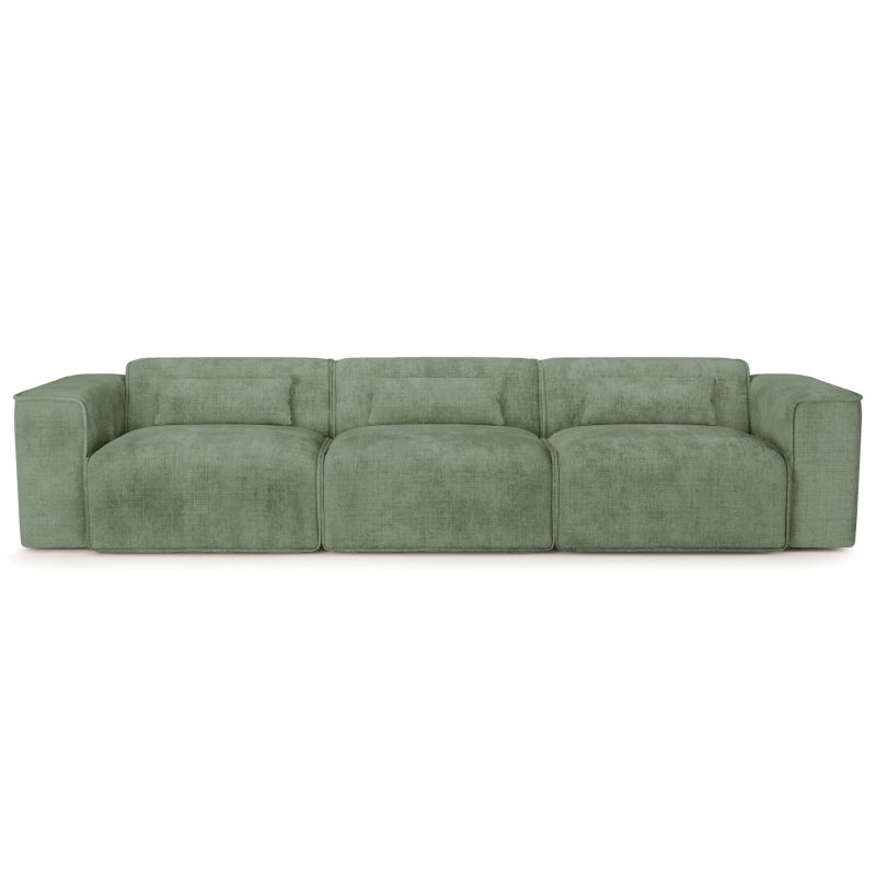 Canapé droit fixe NUNA 4/5 places tissu vert