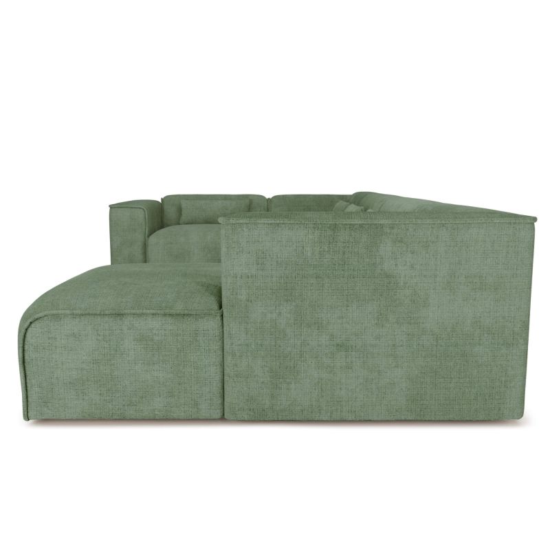 Canapé panoramique chaise droite NUNA fixe tissu vert 7 places