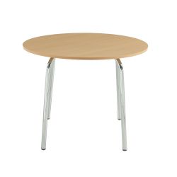 Ensemble repas table à manger ronde VASSIeffet chêne et lot de 4 chaises ELLA tissu marron