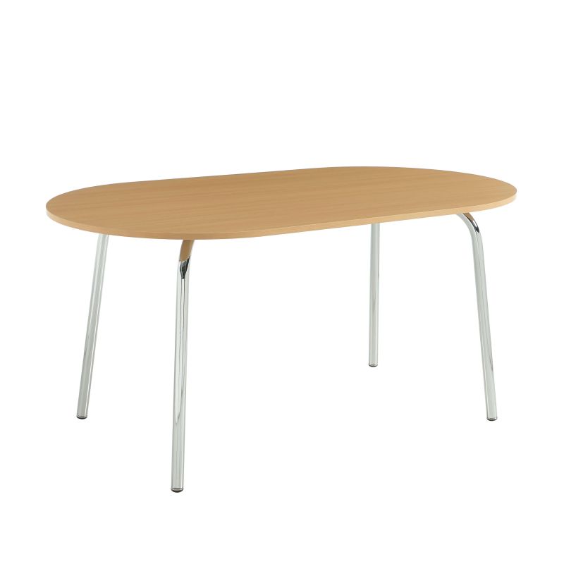 Ensemble repas table à manger ovale VASSIeffet chêne et lot de 4 chaises ELLA tissu écru