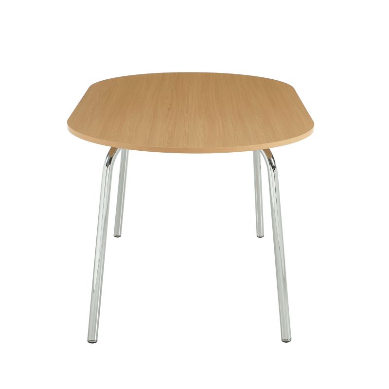 Ensemble repas table à manger ovale VASSIeffet chêne et lot de 4 chaises ELLA tissu écru