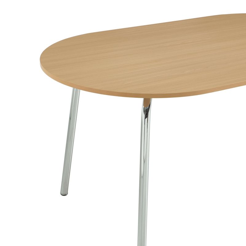 Ensemble repas table à manger ovale VASSIeffet chêne et lot de 4 chaises ELLA tissu écru