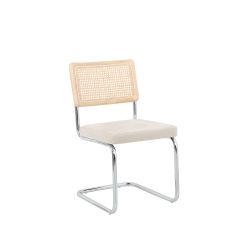 Ensemble repas table à manger ovale VASSIeffet chêne et lot de 4 chaises ELLA tissu écru