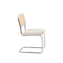 Ensemble repas table à manger ovale VASSIeffet chêne et lot de 4 chaises ELLA tissu écru