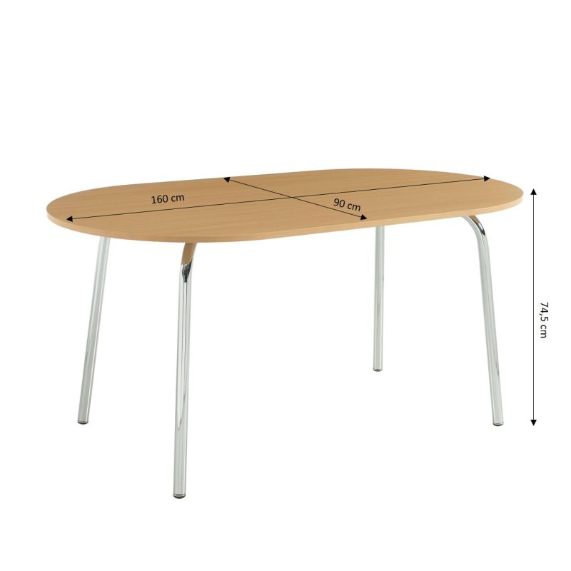 Ensemble repas table à manger ovale VASSI effet chêne et lot de 4 chaises ELLA tissu marron