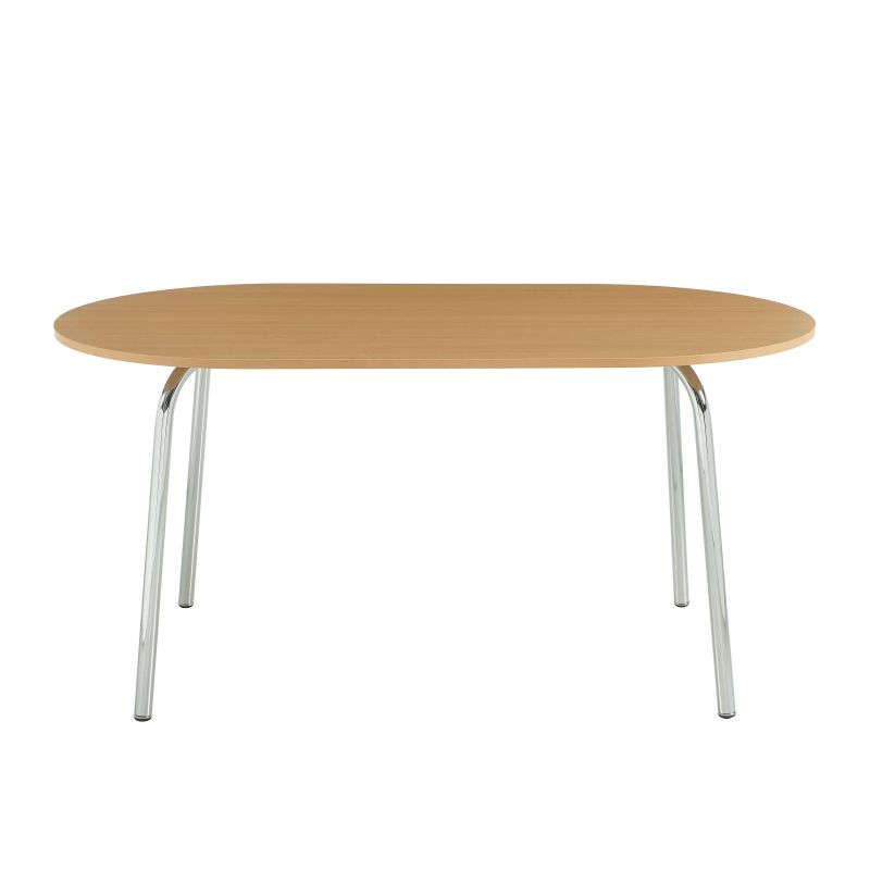 Ensemble repas table à manger ovale VASSI effet chêne et lot de 4 chaises ELLA tissu marron