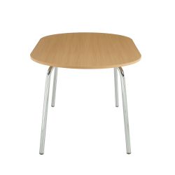 Ensemble repas table à manger ovale VASSI effet chêne et lot de 4 chaises ELLA tissu marron