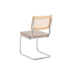 Ensemble repas table à manger ovale VASSI effet chêne et lot de 4 chaises ELLA tissu marron