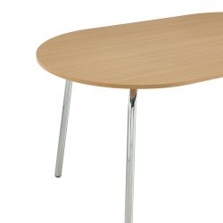 Ensemble repas table à manger ovale VASSI effet chêne et lot de 4 chaises JACK tissu marron