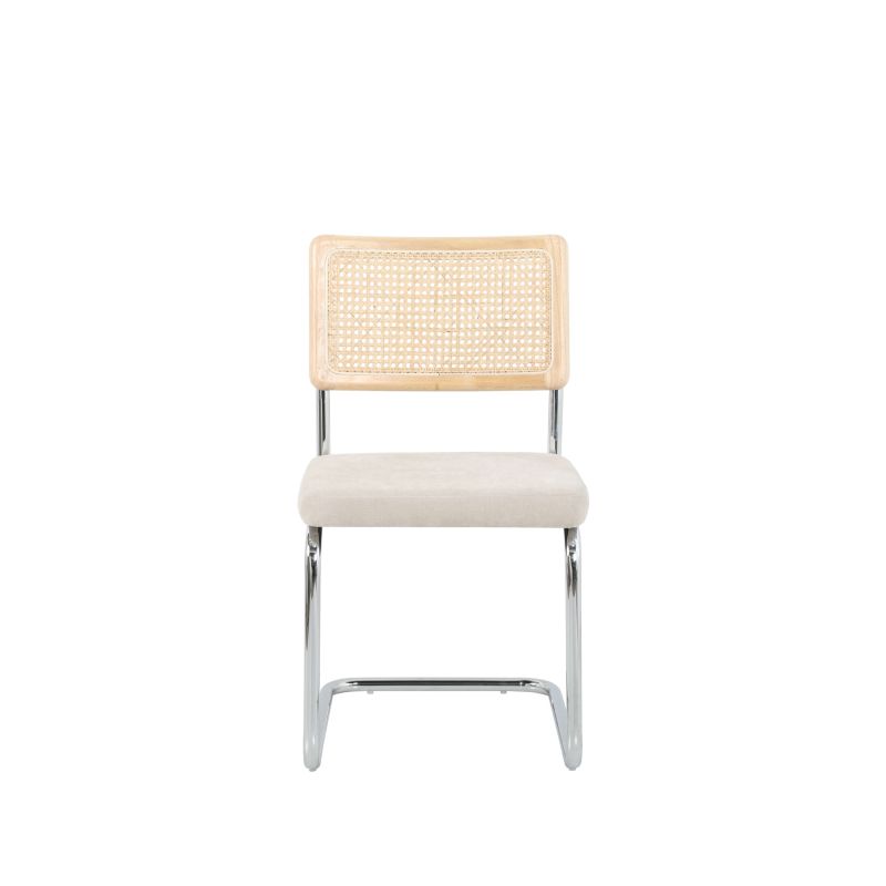 Ensemble repas table à manger ovale VASSI effet noyer et lot de 4 chaises ELLA tissu écru