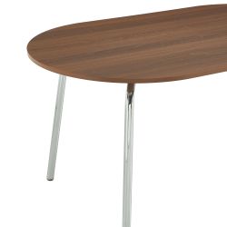 Ensemble repas table à manger ovale VASSI effet noyer et lot de 4 chaises ELLA tissu bordeaux