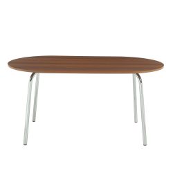 Ensemble repas table à manger ovale VASSI effet noyer et lot de 4 chaises JACK