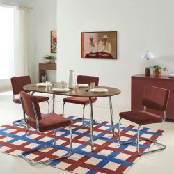 Ensemble repas table à manger ovale VASSI et lot de 4 chaises JACK