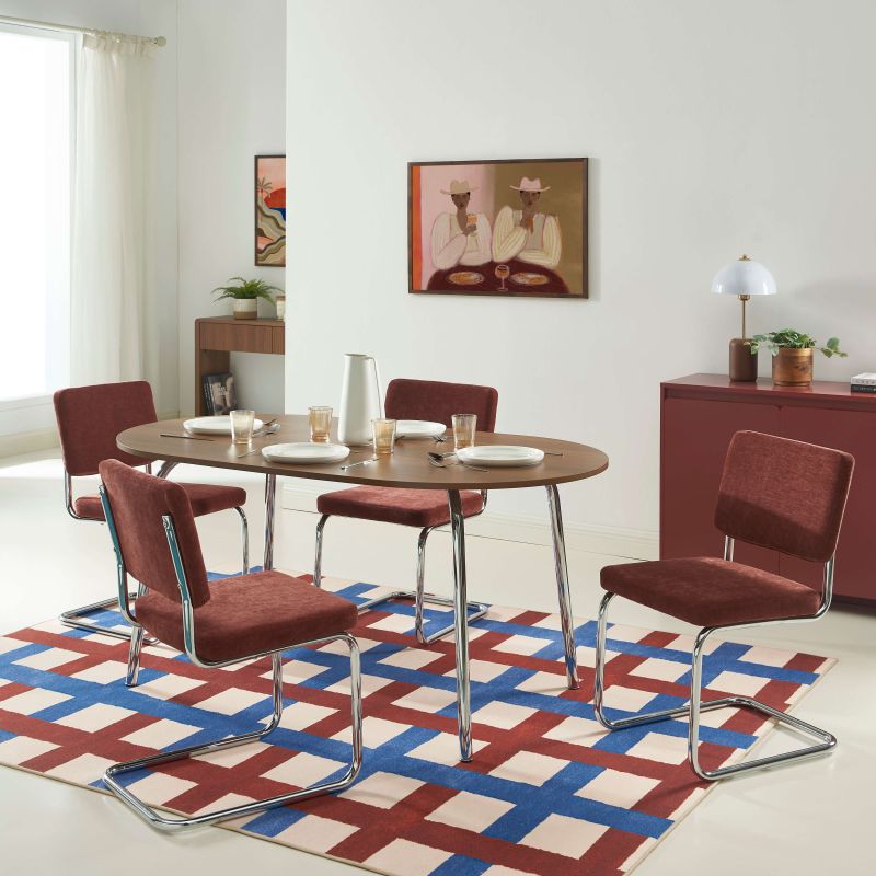 Ensemble repas table à manger ovale VASSI et lot de 4 chaises JACK
