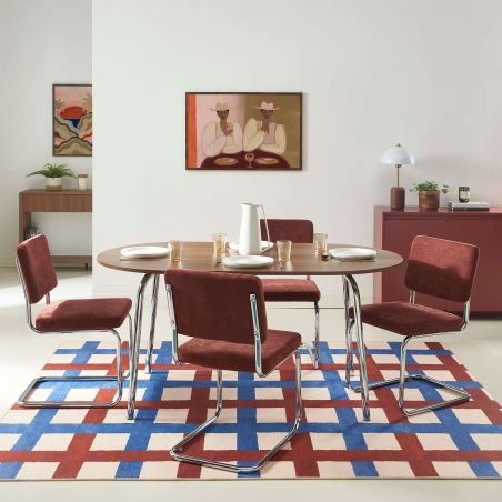 Ensemble repas table à manger ovale VASSI et lot de 4 chaises JACK