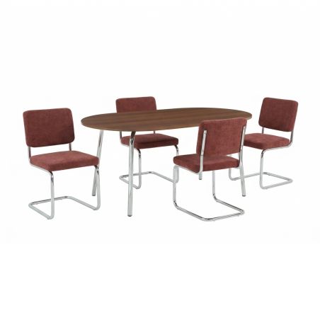 Ensemble repas table à manger ovale VASSI et lot de 4 chaises JACK