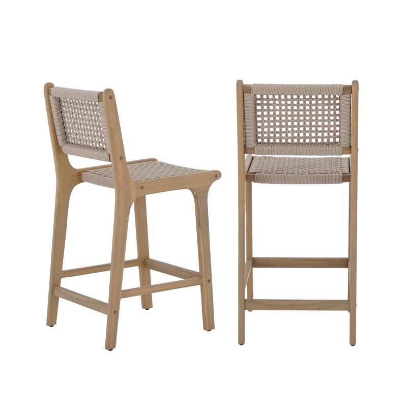 Lot de 2 tabourets de bar KUTA hauteur d'assise 66 cm en corde