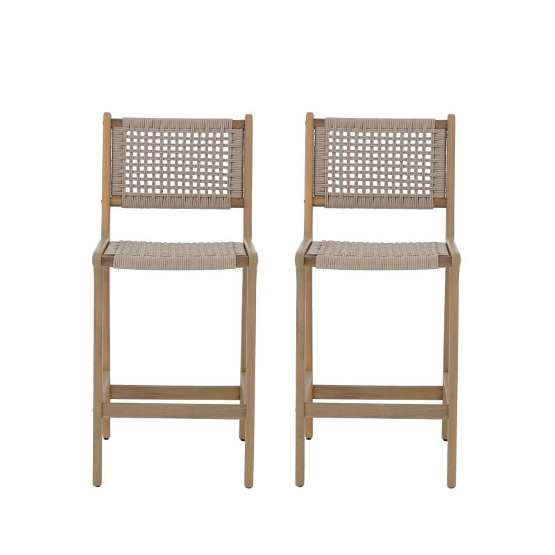 Lot de 2 tabourets de bar KUTA hauteur d'assise 66 cm en corde
