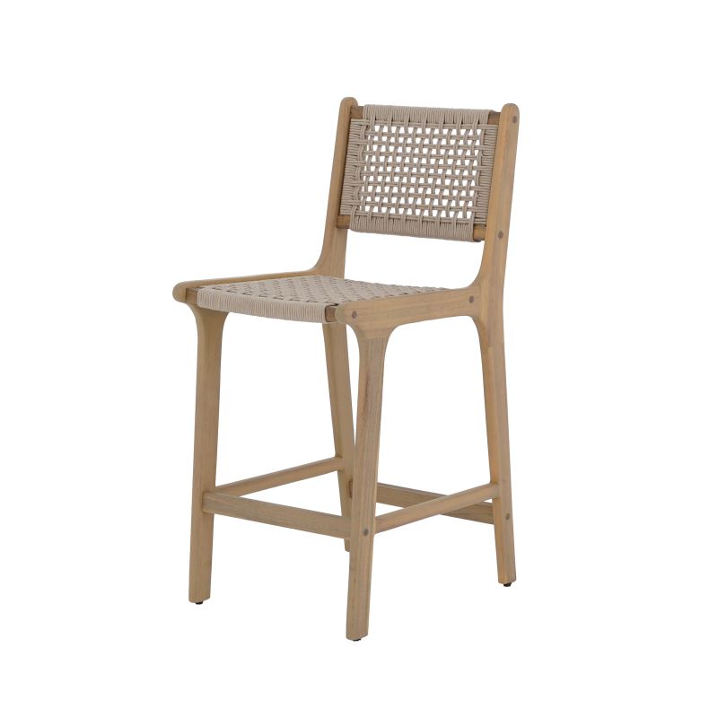 Lot de 2 tabourets de bar KUTA hauteur d'assise 66 cm en corde