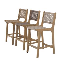 Lot de 2 tabourets de bar KUTA bois d'acacia et corde marron clair
