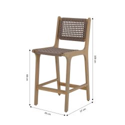 Lot de 2 tabourets de bar KUTA bois d'acacia et corde marron clair