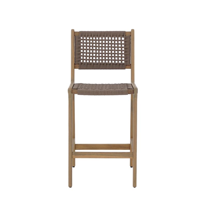 Lot de 2 tabourets de bar KUTA bois d'acacia et corde marron clair