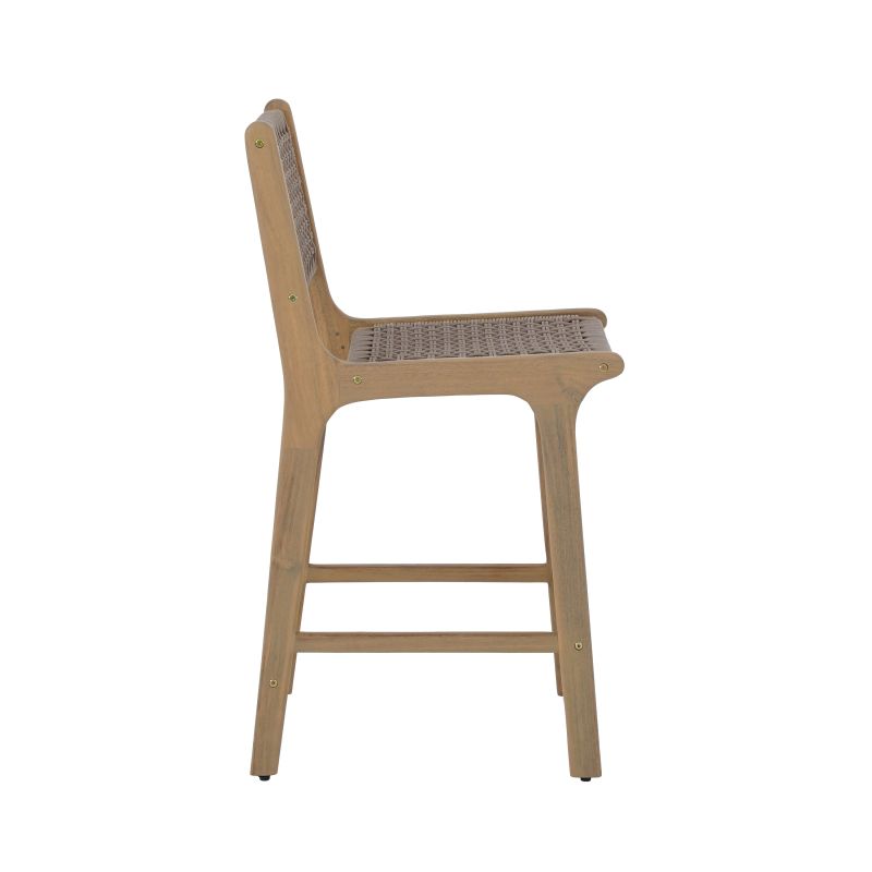 Lot de 2 tabourets de bar KUTA bois d'acacia et corde marron clair