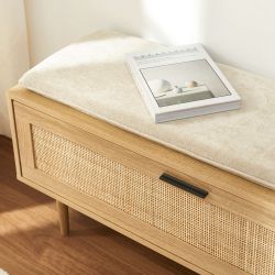 Banc à chaussures AMANA effet chêne et cannage rotin 100cm