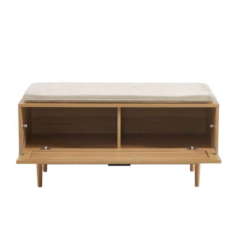 Banc à chaussures AMANA effet chêne et cannage rotin 100cm
