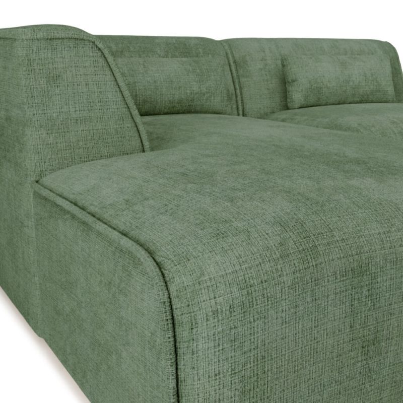 Canapé d'angle gauche fixe NUNA 4 places tissu vert