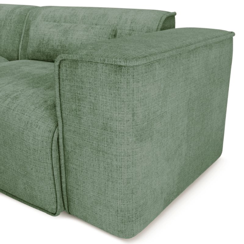Canapé d'angle gauche fixe NUNA 4 places tissu vert