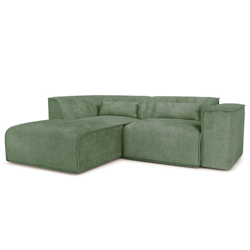 Canapé d'angle gauche fixe NUNA 4 places tissu vert